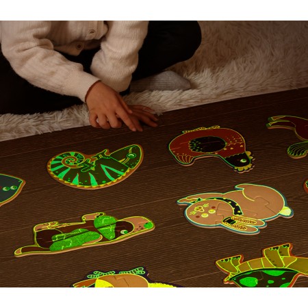 Puzzle geanta cadou 89 piese efect luminos dinozauri 4+ deli