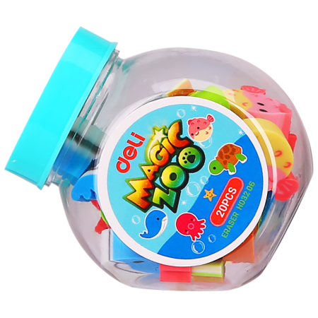 Radiere creion borcan 20 buc mini zoo deli