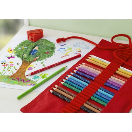 Rollup 18 creioane colorate grip+ ascutitoare sleeve faber-castell Rollup 18 creioane colorate grip+ ascutitoare sleeve faber-castell