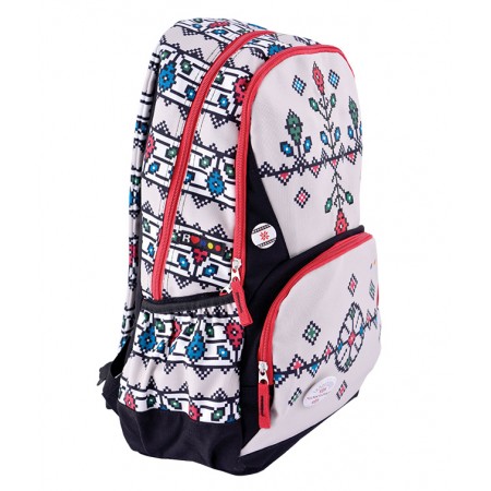 Rucsac ethno canvas gri-negru compartiment laptop pigna