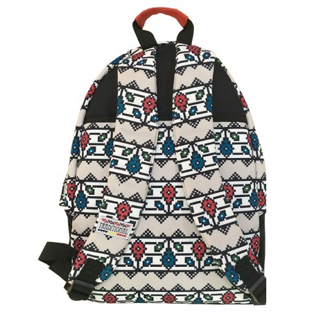 Rucsac ethno canvas gri-rosu pigna