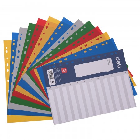 Separatoare index plastic 1-12 color deli