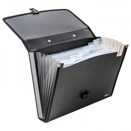 Servieta plastic rigid cu maner 7 compart. neagra deli Servieta plastic rigid cu maner 7 compart. neagra deli