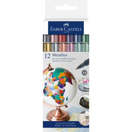 Set 12 buc marker metallics faber-castell