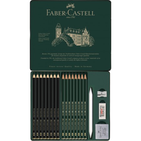 Set 20 buc creion grafit mat + castell 9000 faber-castell Set 20 buc creion grafit mat + castell 9000 faber-castell