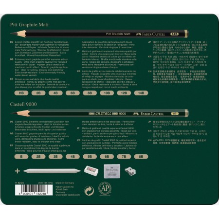Set 20 buc creion grafit mat + castell 9000 faber-castell Set 20 buc creion grafit mat + castell 9000 faber-castell
