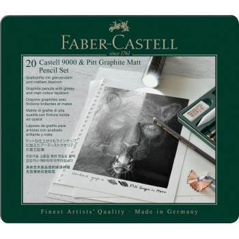 Set 20 buc creion grafit mat + castell 9000 faber-castell