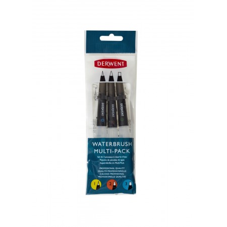 Set 3 bucati pensule cu rezervor (2 x varf rotund, 1 x varf tesit) professional derwent