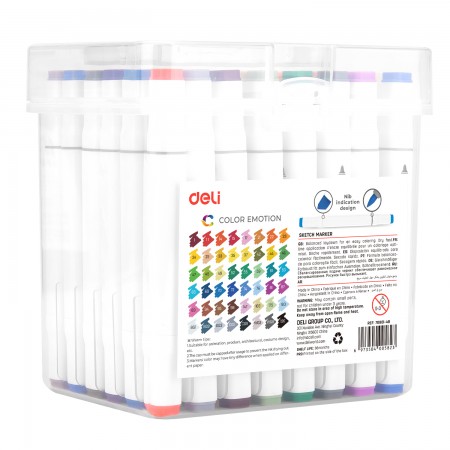 Set 48 markere sketching varf dublu 1mm/7mm cut plastic deli Set 48 markere sketching varf dublu 1mm/7mm cut plastic deli