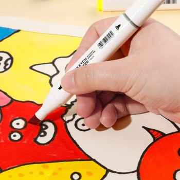 Set 48 markere sketching varf dublu rotund 1mm/tesit 7mm cut plastic color emotion deli