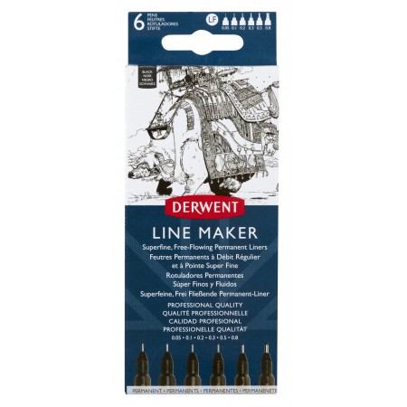 Set 6 bucati liner grafic profesional (0.05/0.1/0.2/0.3/0.5/0.8 mm) negru derwent Set 6 bucati liner grafic profesional (0.05/0.1/0.2/0.3/0.5/0.8 mm) negru derwent