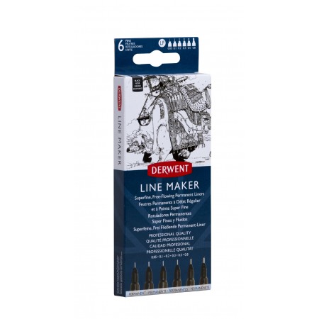 Set 6 bucati liner grafic profesional (0.05/0.1/0.2/0.3/0.5/0.8 mm) negru derwent Set 6 bucati liner grafic profesional (0.05/0.1/0.2/0.3/0.5/0.8 mm) negru derwent