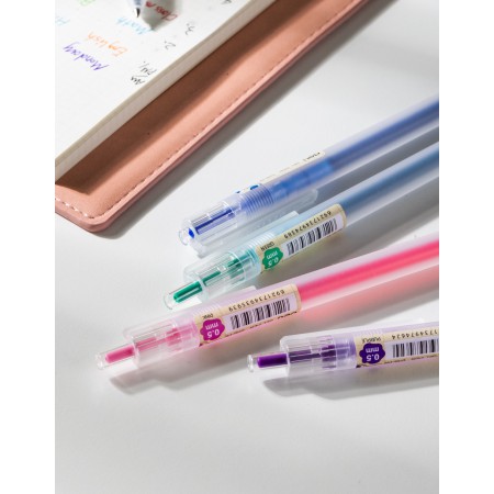 Set 6 bucati pix cu gel cu mecanism 0.5 mm diverse culori delight deli