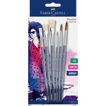 Set 6 pensule (3 rot+3 tes) creative studio faber-castell