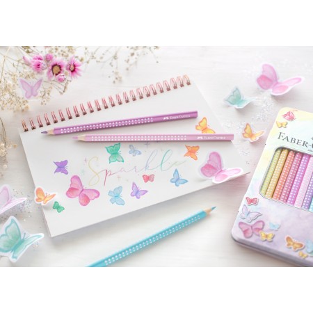 Set cadou 12 creioane colorate pastel sparkle faber-castell Set cadou 12 creioane colorate pastel sparkle faber-castell