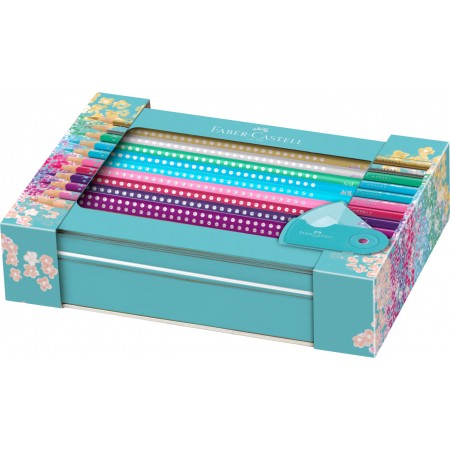 Set cadou 20 creioane colorate sparkle + asc. sleeve faber-caste