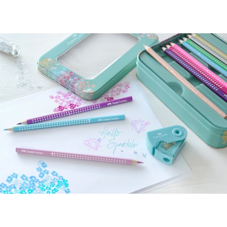 Set cadou 20 creioane colorate sparkle + asc. sleeve faber-caste
