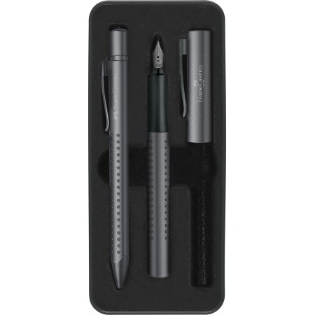 Set cadou stilou + pix grip 2011 gri antracit faber-castell Set cadou stilou + pix grip 2011 gri antracit faber-castell