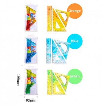 Set geometrie 3 piese flexibil color (rig.15, ech.13cm, ech.13cm) deli