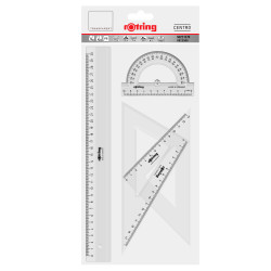 Set geometrie 4 piese echer 45/20 echer 60/23 raportor 180 rigla