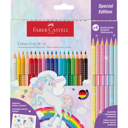 Set promo creioane colorate 18+6 culori grip 2001 unicorni faber-castell Set promo creioane colorate 18+6 culori grip 2001 unicorni faber-castell
