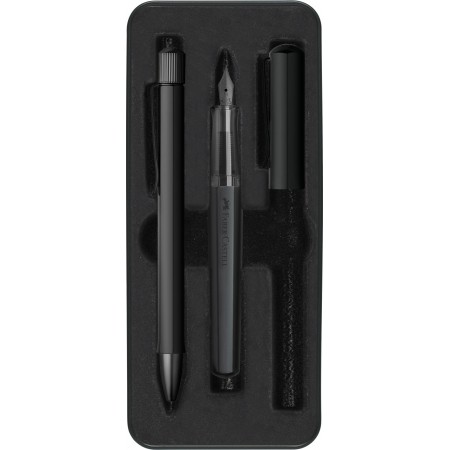 Set stilou m+ pix hexo negru faber-castell Set stilou m+ pix hexo negru faber-castell