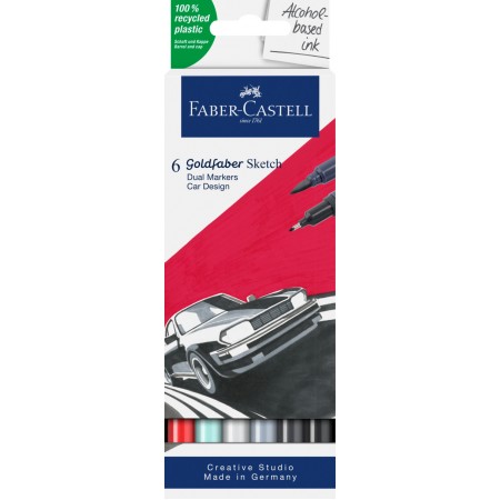 Sketch marker 2 capete set 6 car design goldfaber faber-castell