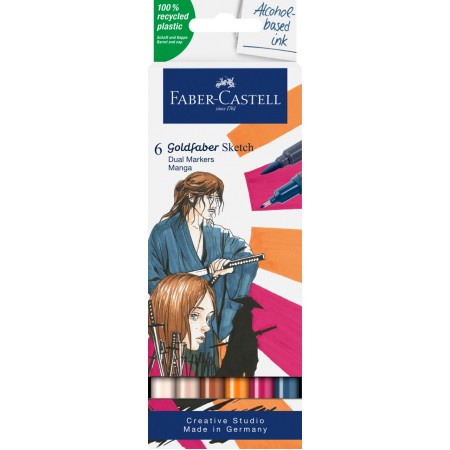 Sketch marker 2 capete set 6 manga goldfaber faber-castell Sketch marker 2 capete set 6 manga goldfaber faber-castell