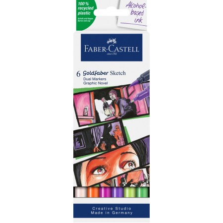Sketch marker 2 capete set 6 novel goldfaber faber-castell Sketch marker 2 capete set 6 novel goldfaber faber-castell