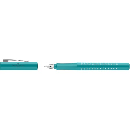 Stilou sparkle turcoaz ocean metalic f faber-castell