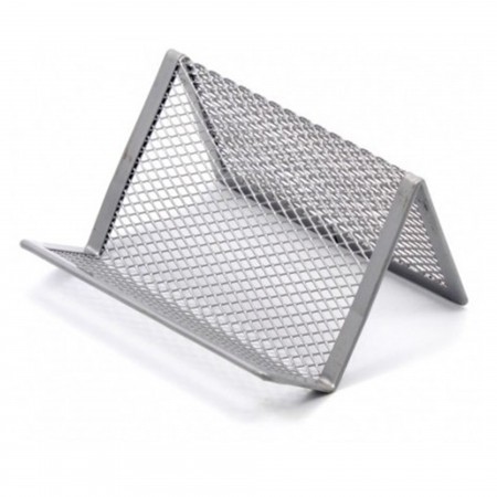 Suport carti vizita birou argintiu mesh fornax