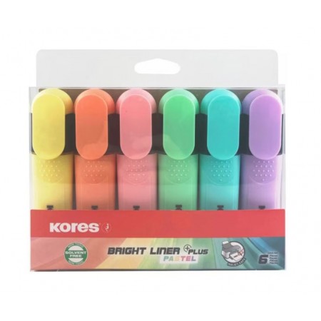 Textmarker set 6 pastel cutie plastic kores
