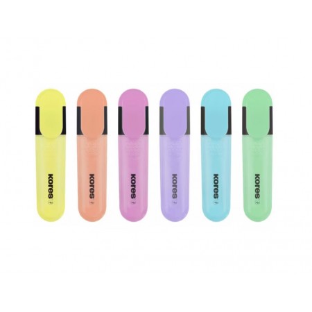 Textmarker set 6 pastel cutie plastic kores