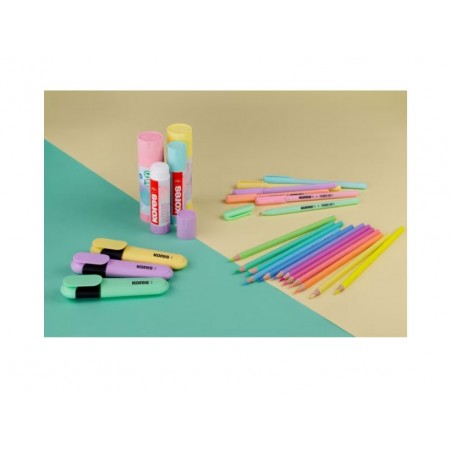 Textmarker set 6 pastel cutie plastic kores