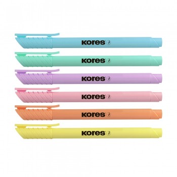 Textmarker set 6 pastel slim cutie plastic kores
