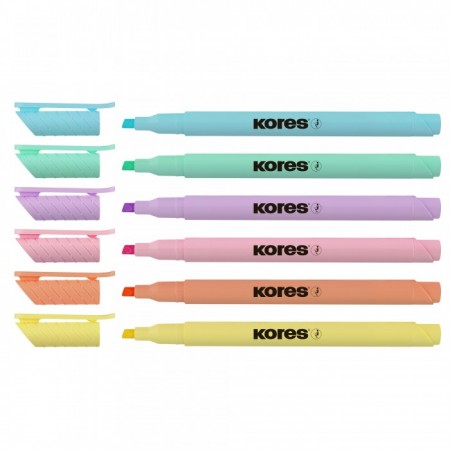 Textmarker set 6 pastel slim cutie plastic kores