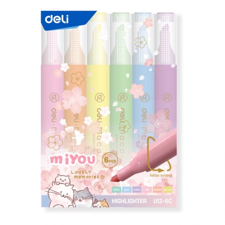 Textmarker set 6 slim miyou macarons deli